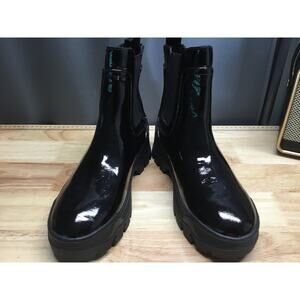 Greats Hewes Women's 9.5 Black Patent Leather Pull-On Round Toe Chelsea Boots